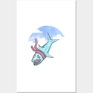 Cute Shark Falling From The Sky Posters and Art